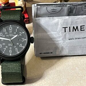 Timex Expedition Black Case with Green Strap indiglo